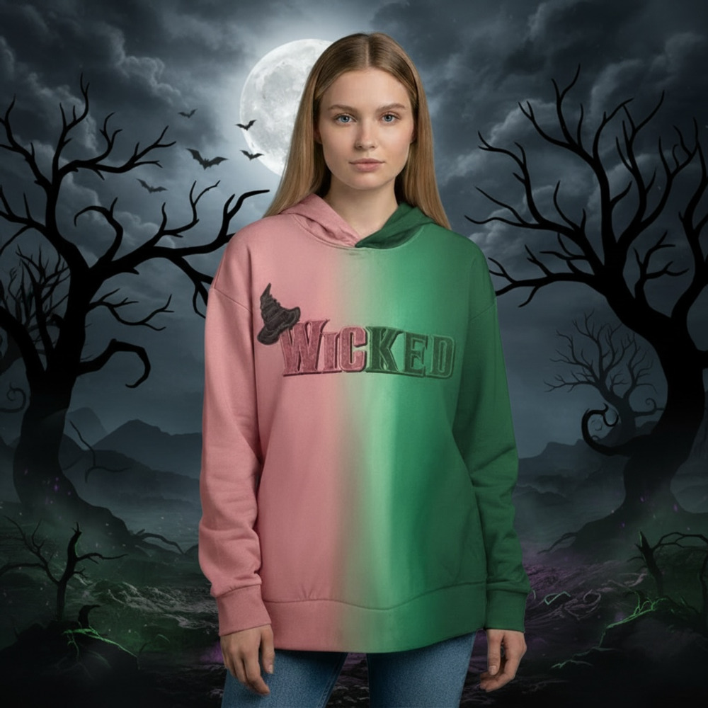 Wicked Movie-Inspired Hoodie Size S Pink Green Ombre Changed For Good